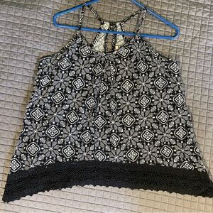 Mossimo Supply Co. Black and White Graphic Cut Out Tank Top